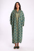 Long printed coat in cotton and viscose cashmere with pockets